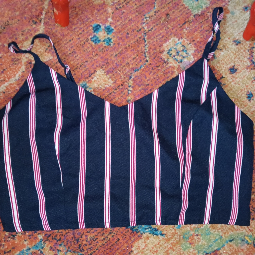 Vintage red white and blue crop top